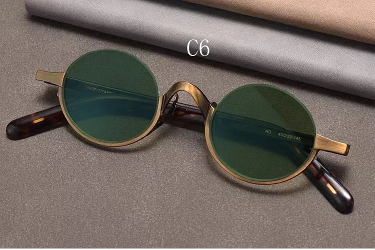 Gafas de sol ovaladas retro polarizadas | Titanio puro | Marrón oscuro