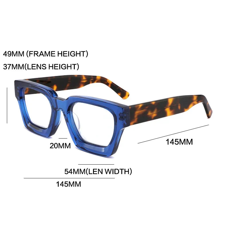 Montura de gafas cuadrada de acetato grueso vintage | Multicolor