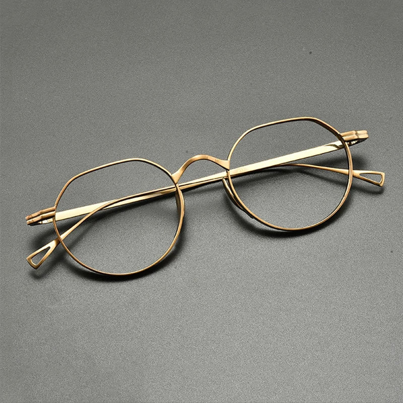 Montura de gafas ópticas redondas de titanio vintage, ligera y de ajuste pequeño
