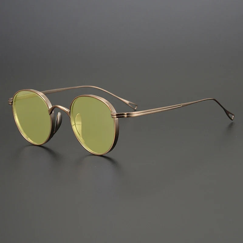 Gafas de sol polarizadas de titanio puro ultraligeras | Redondas vintage