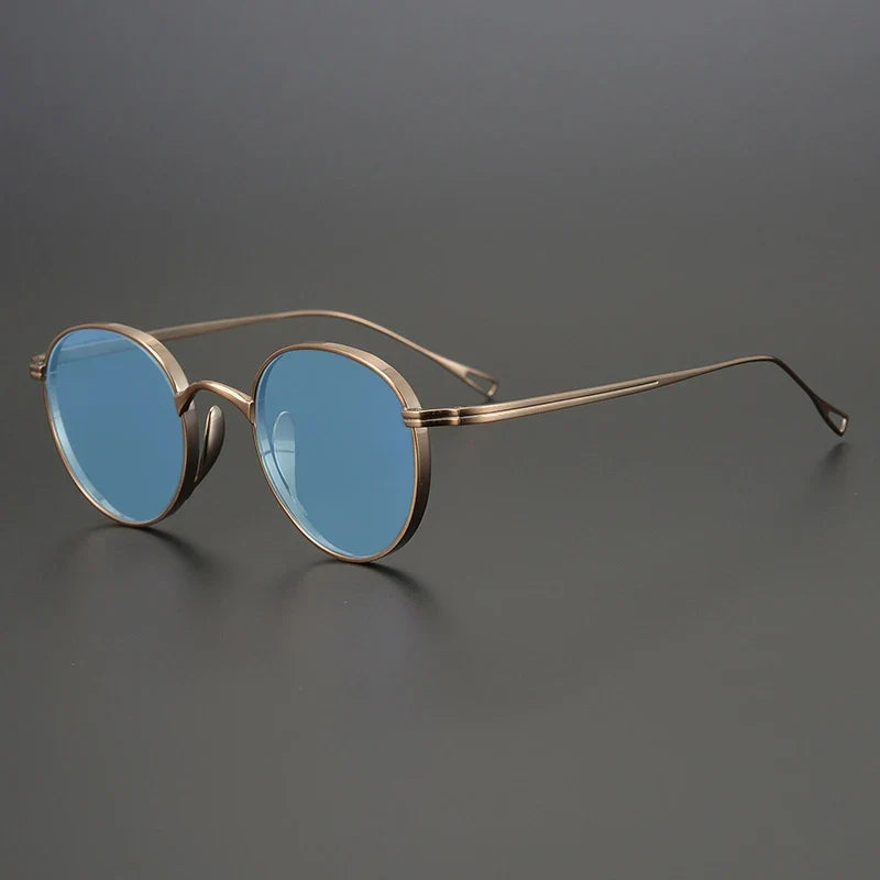 Gafas de sol polarizadas de titanio puro ultraligeras | Redondas vintage