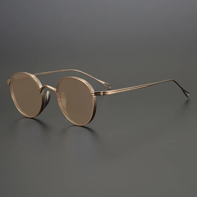 Gafas de sol polarizadas de titanio puro ultraligeras | Redondas vintage