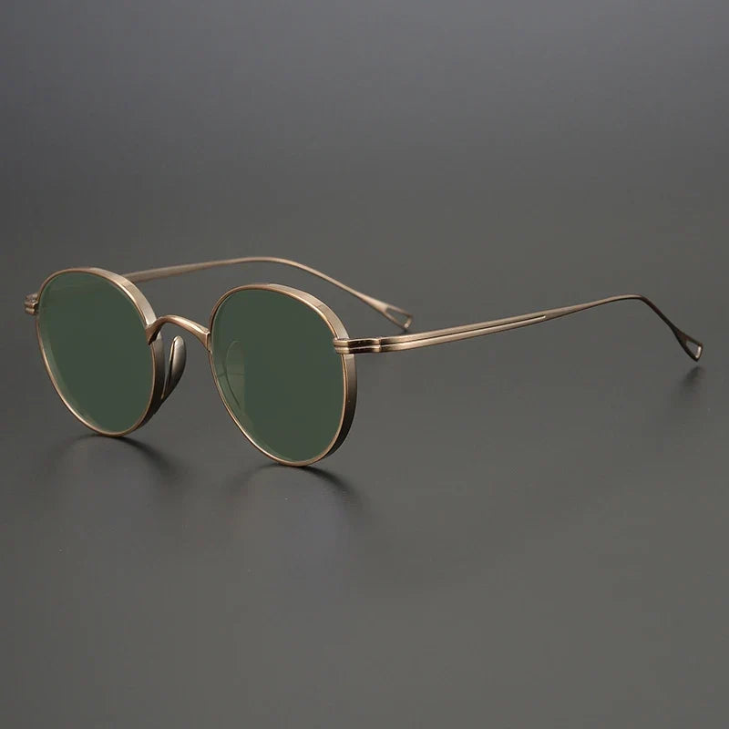 Gafas de sol polarizadas de titanio puro ultraligeras | Redondas vintage