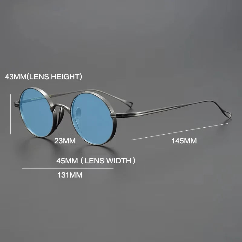 Gafas de sol polarizadas de titanio puro ultraligeras con estilo vintage redondo pequeño
