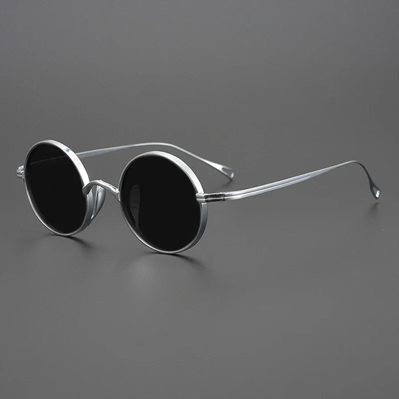 Gafas de sol polarizadas de titanio puro ultraligeras con estilo vintage redondo pequeño