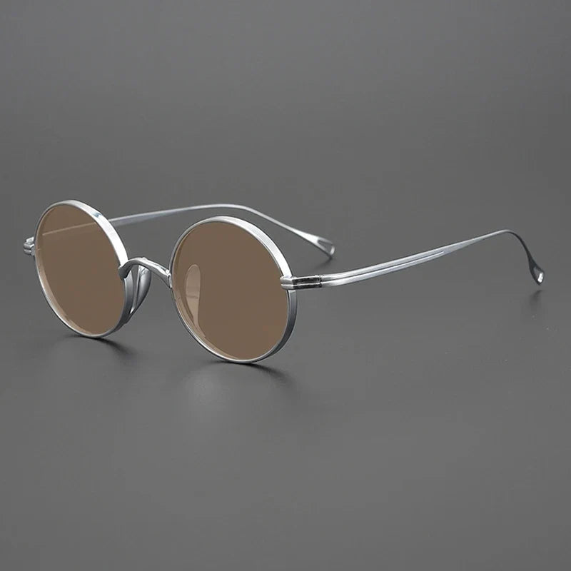 Gafas de sol polarizadas de titanio puro ultraligeras con estilo vintage redondo pequeño