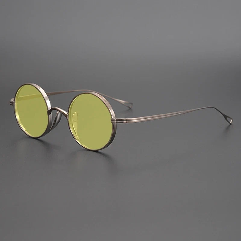 Gafas de sol polarizadas de titanio puro ultraligeras con estilo vintage redondo pequeño