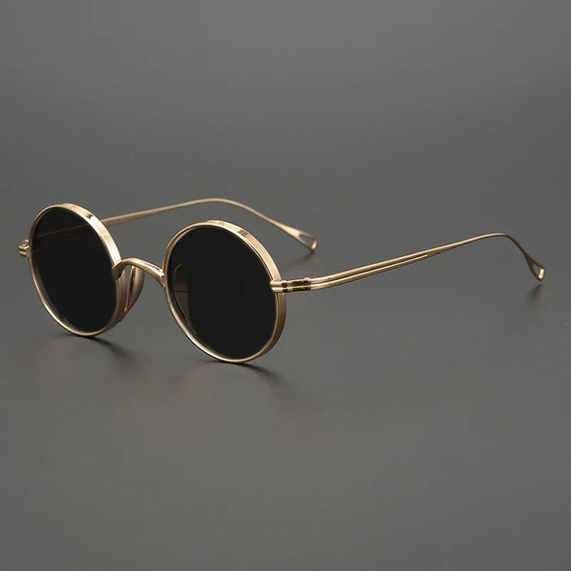 Gafas de sol polarizadas de titanio puro ultraligeras con estilo vintage redondo pequeño