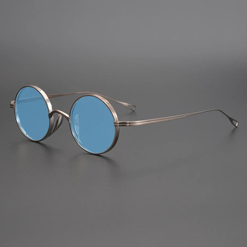 Gafas de sol polarizadas de titanio puro ultraligeras con estilo vintage redondo pequeño