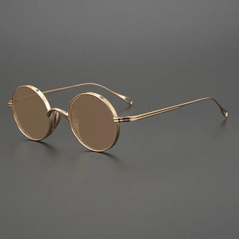 Gafas de sol polarizadas de titanio puro ultraligeras con estilo vintage redondo pequeño