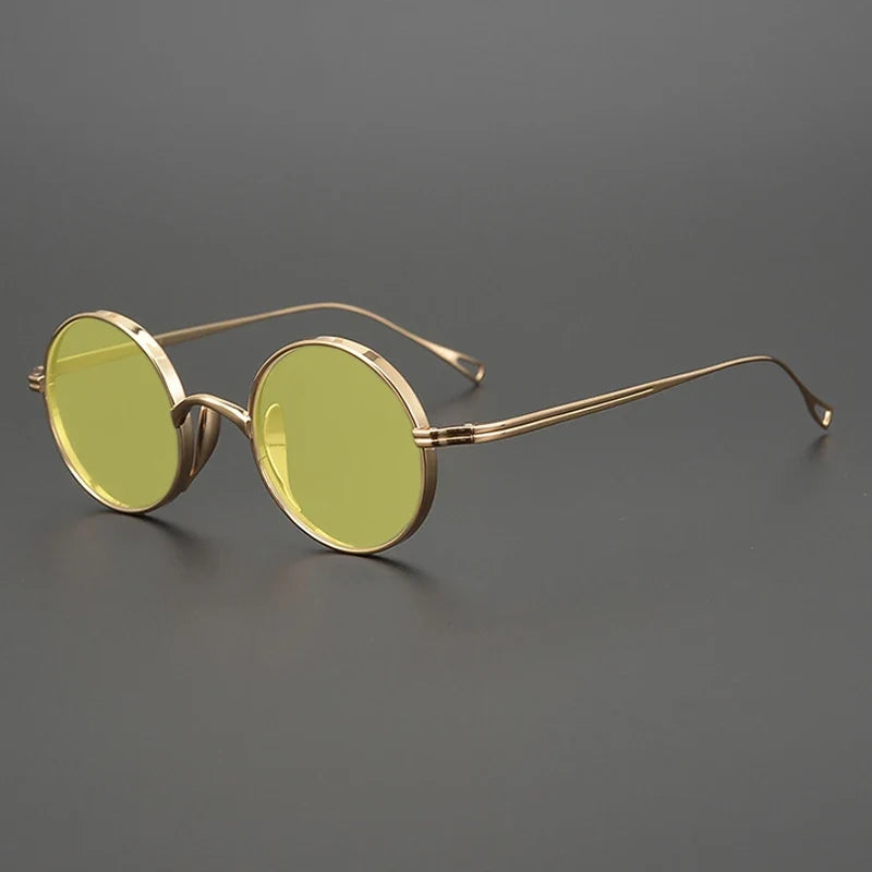 Gafas de sol polarizadas de titanio puro ultraligeras con estilo vintage redondo pequeño