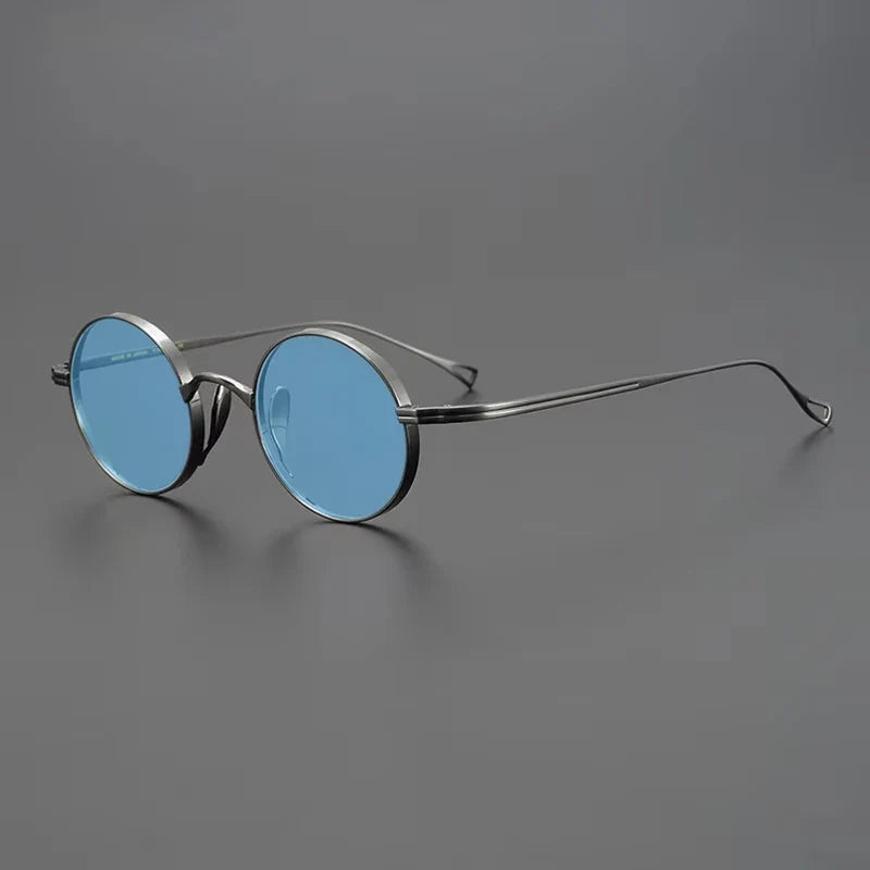 Gafas de sol polarizadas de titanio puro ultraligeras con estilo vintage redondo pequeño
