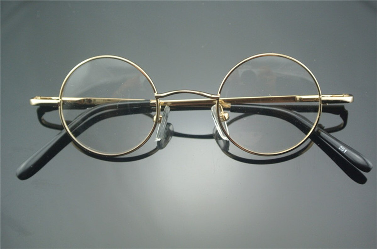 Monturas de gafas vintage de metal, estilo John Lennon, redondas y pequeñas de 38 mm con bisagras de res orte