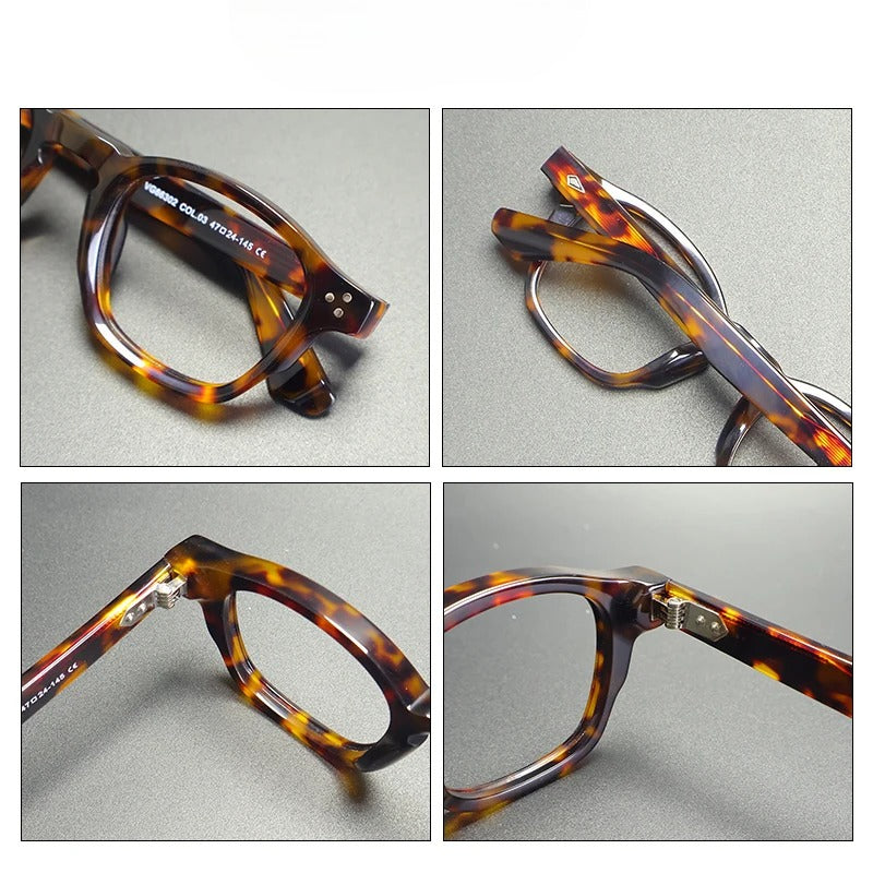 Montura de gafas graduadas cuadrada de acetato grueso vintage con acabado artesanal