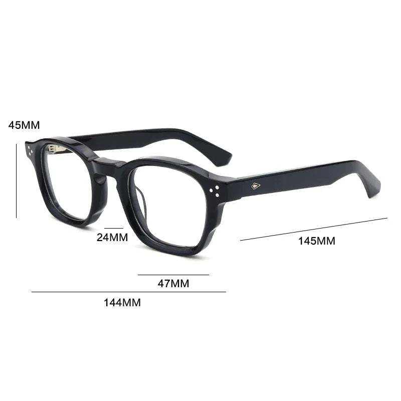 Montura de gafas graduadas cuadrada de acetato grueso vintage con acabado artesanal