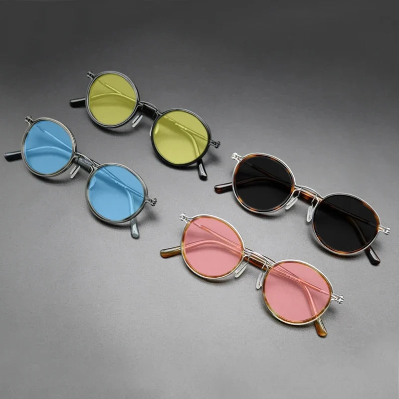 Gafas de sol redondas vintage polarizadas con protección UV400 y detalle de titanio
