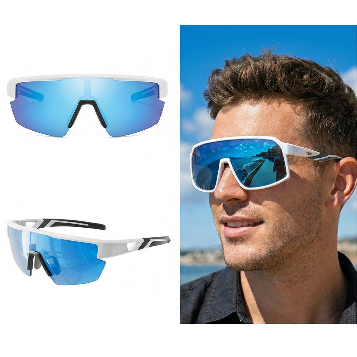 Gafas de sol deportivas TR90 polarizadas con lentes de PC