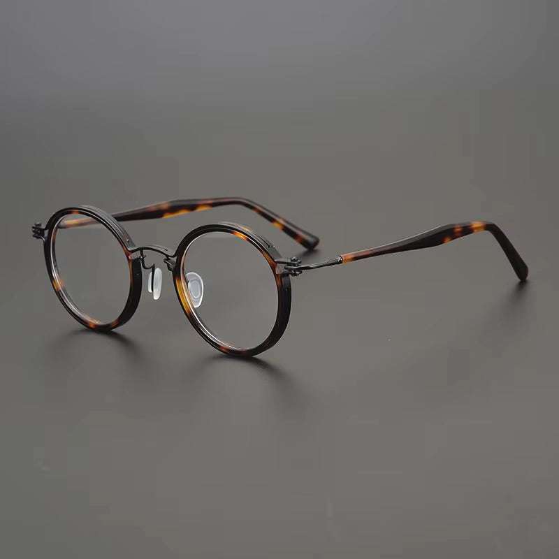 Montura redonda de titanio ultraligero 6348 de estilo retro para gafas graduadas
