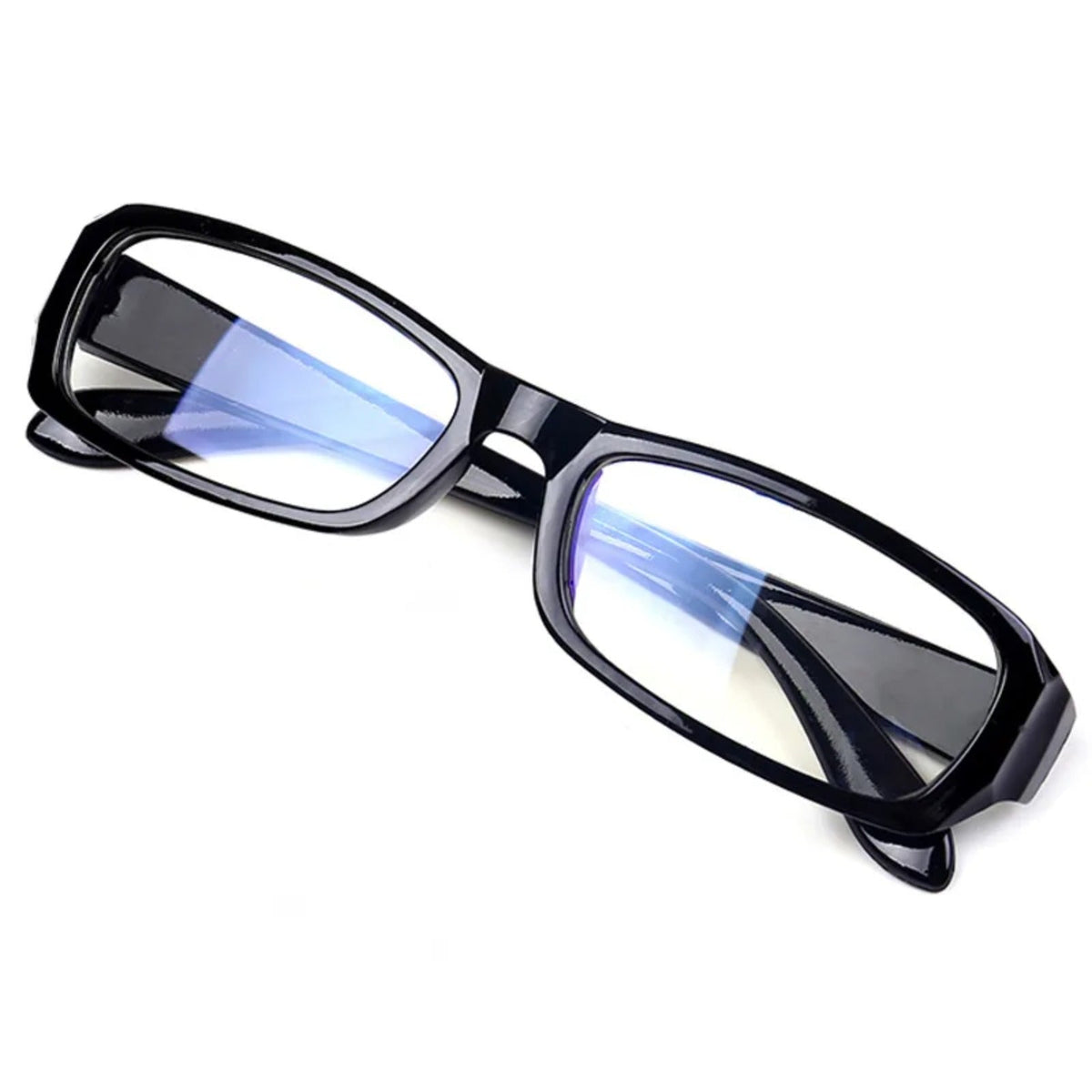 Gafas de luz azul rectangulares de plástico con estampado de carey
