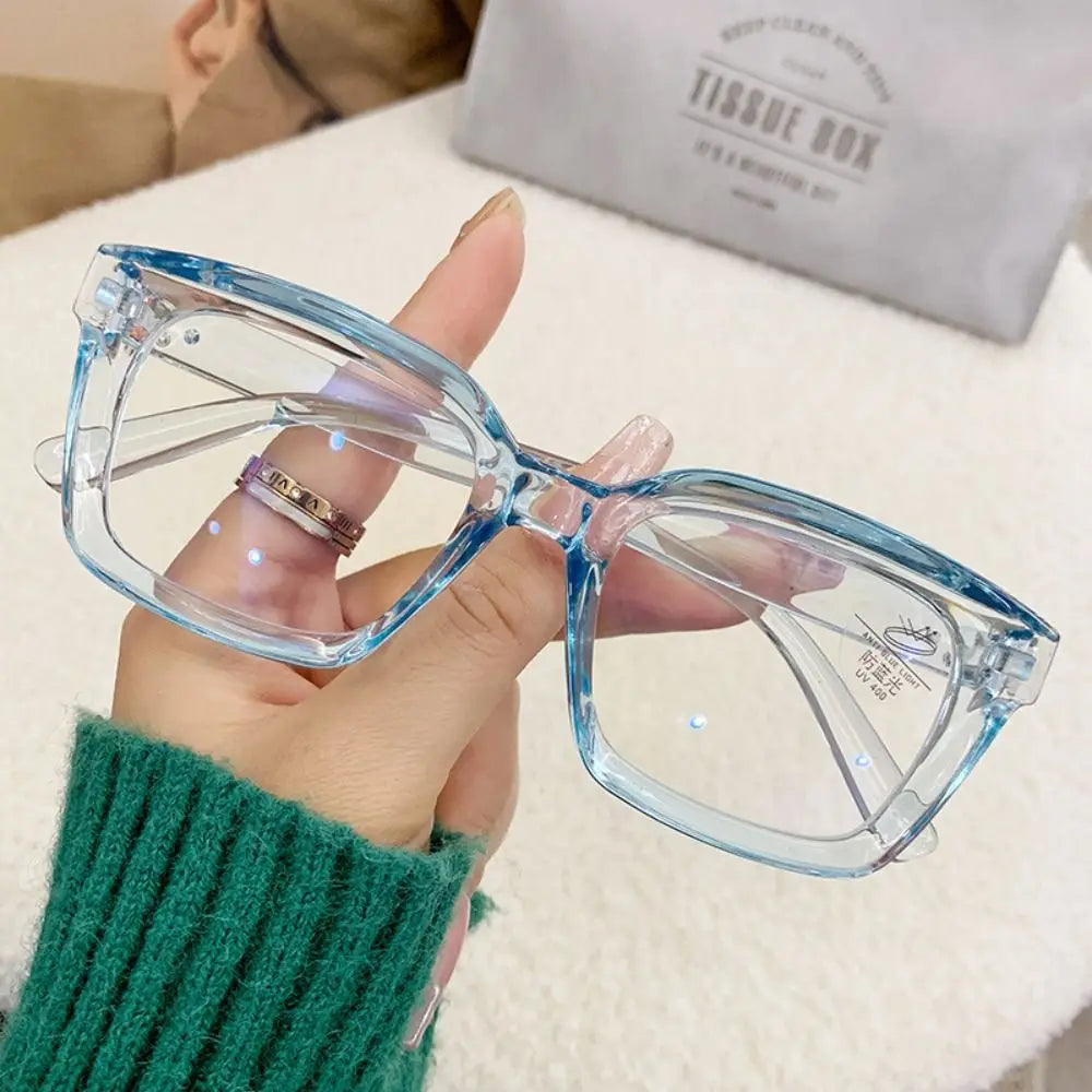 Gafas cuadradas extragrandes de plástico con filtro de luz azul