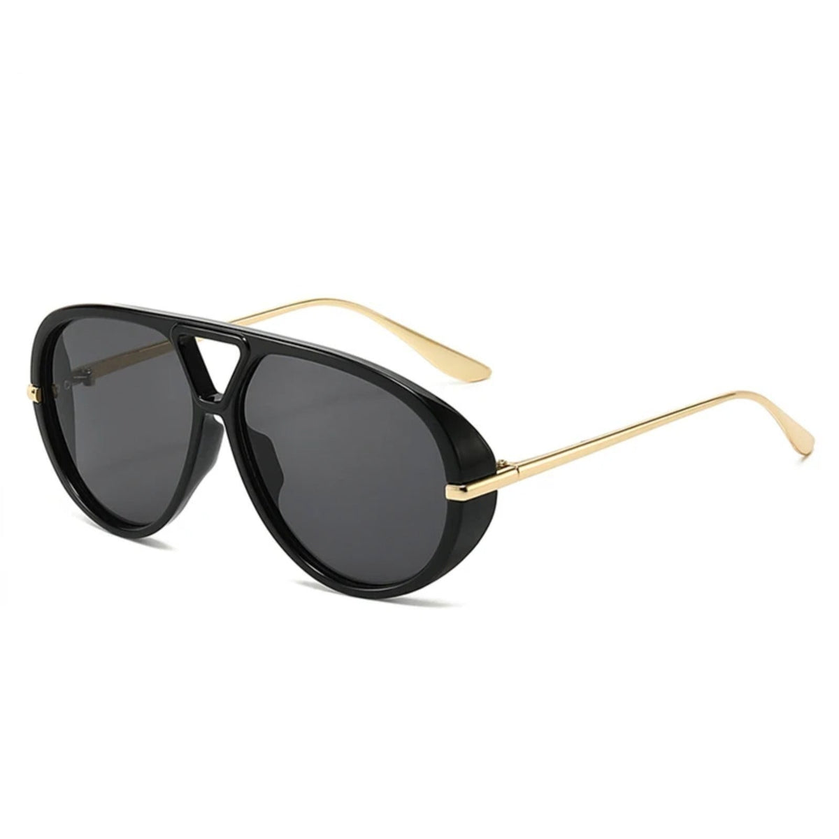 Gafas de sol de aleación con doble puente extragrande y lentes degradadas con protección UV400