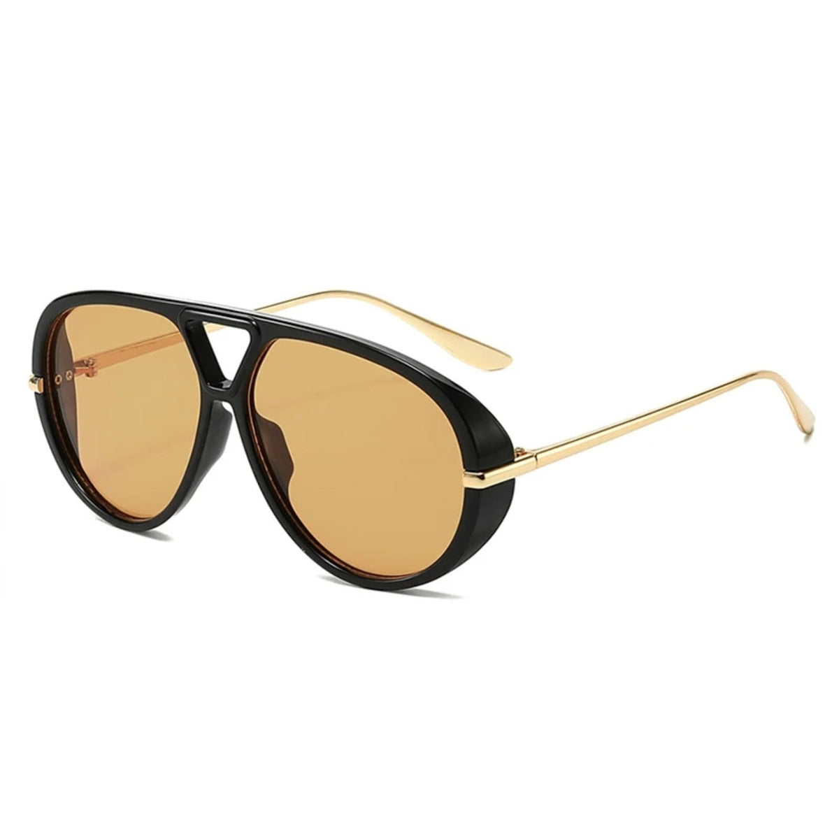 Gafas de sol de aleación con doble puente extragrande y lentes degradadas con protección UV400