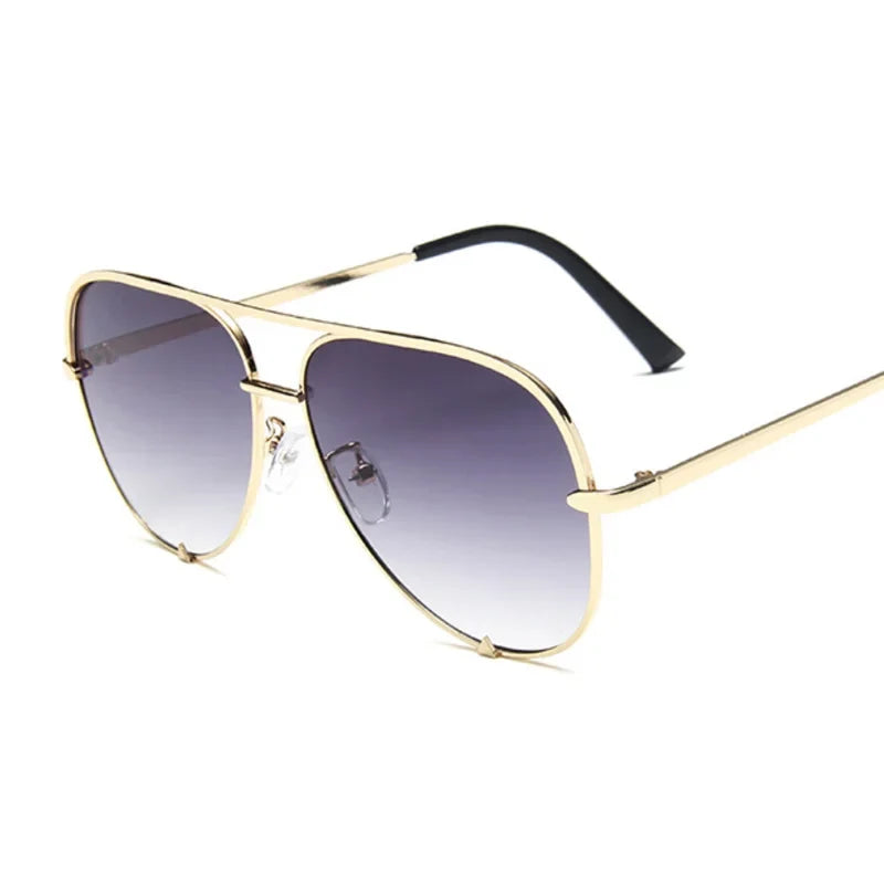 Gafas de sol tipo aviador con montura de aleación y lentes degradadas de espejo
