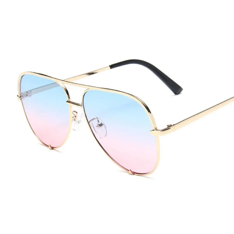 Gafas de sol tipo aviador con montura de aleación y lentes degradadas de espejo