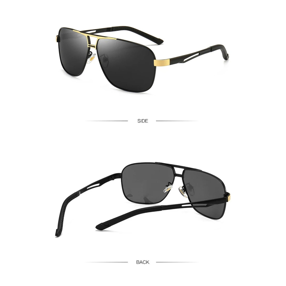 Gafas de sol cuadradas de aleación con protección UV400 polarizadas