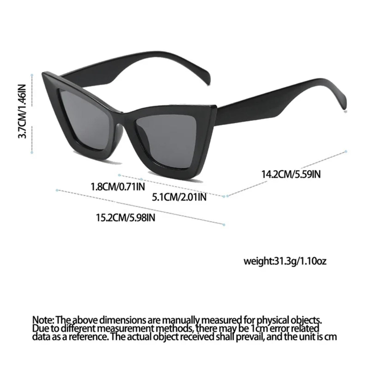 Gafas de sol de plástico tipo ojo de gato extragrandes