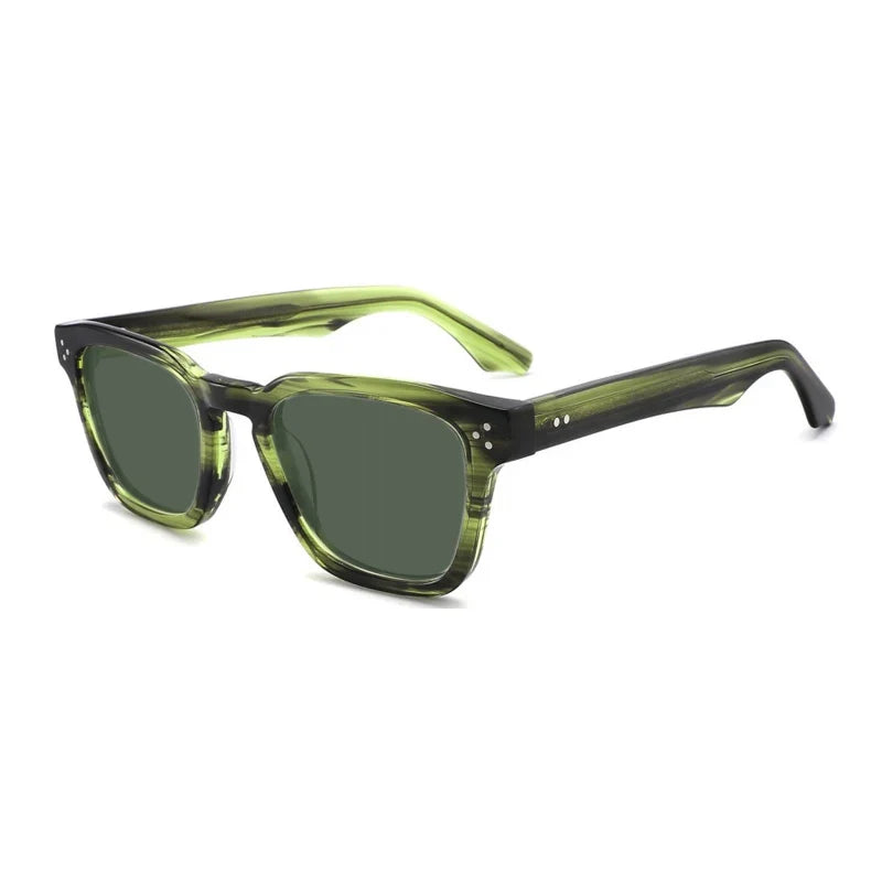 Gafas de sol de acetato, cristal verde, polarizadas, UV400