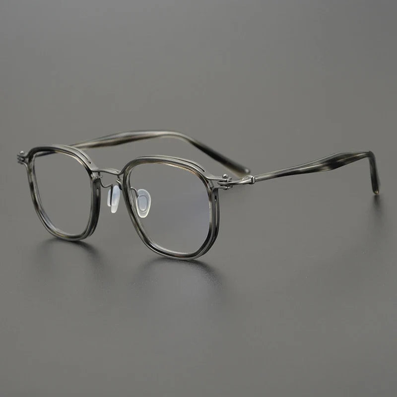 Gafas cuadradas de acetato y titanio estilo patchwork