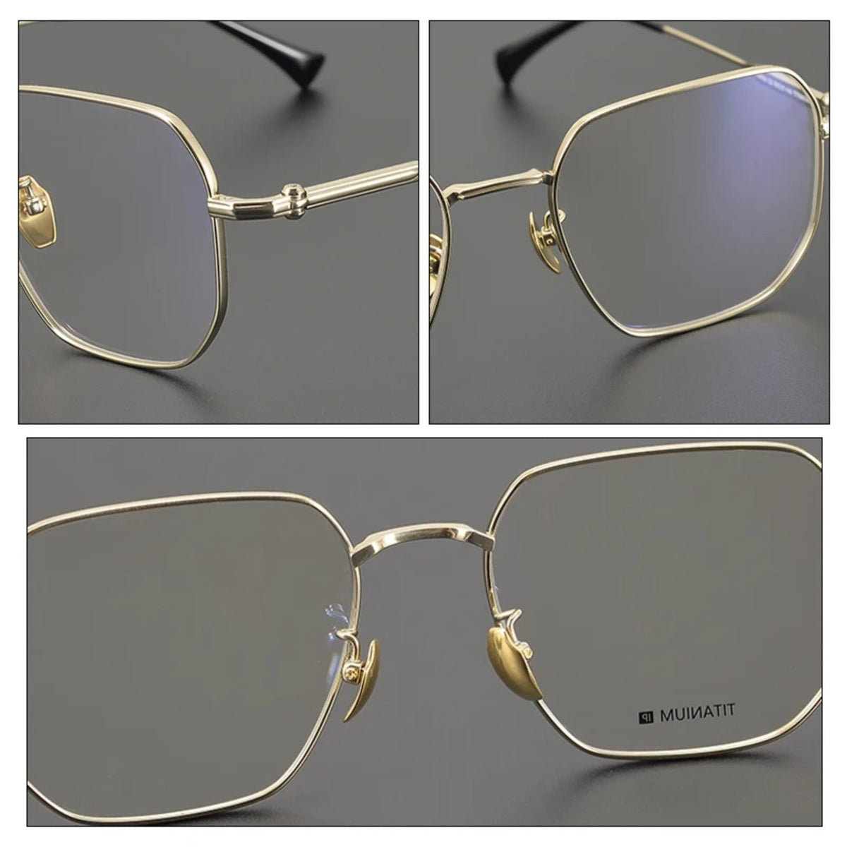 Gafas geométricas de titanio de gran tamaño