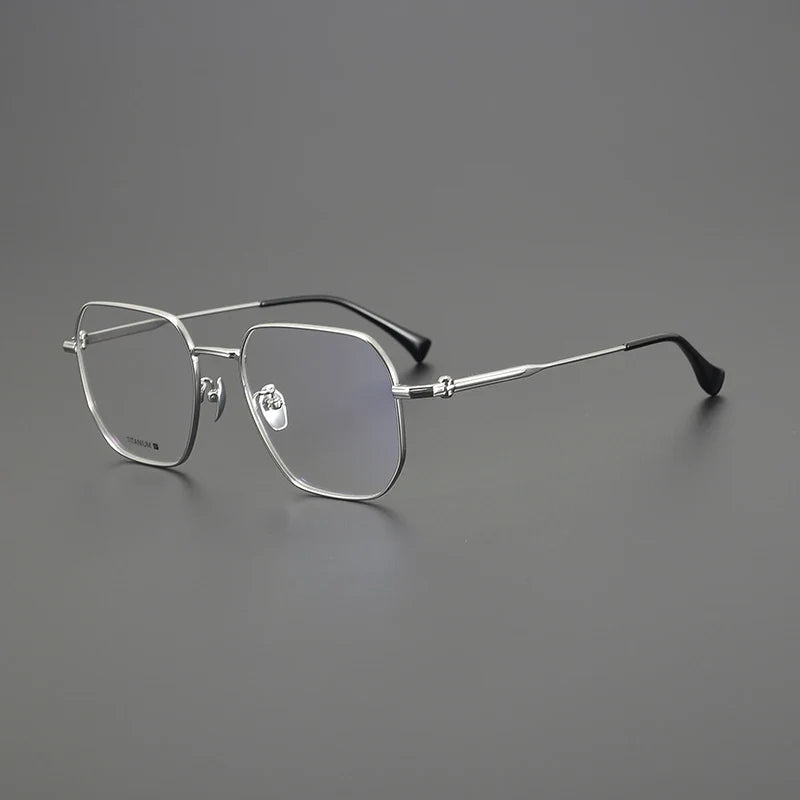 Gafas geométricas de titanio de gran tamaño