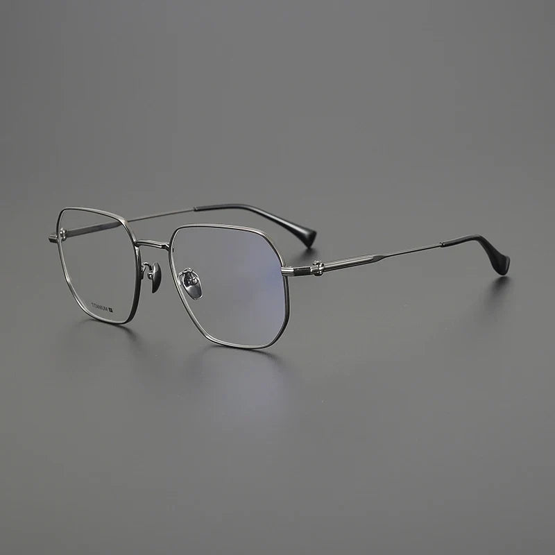 Gafas geométricas de titanio de gran tamaño