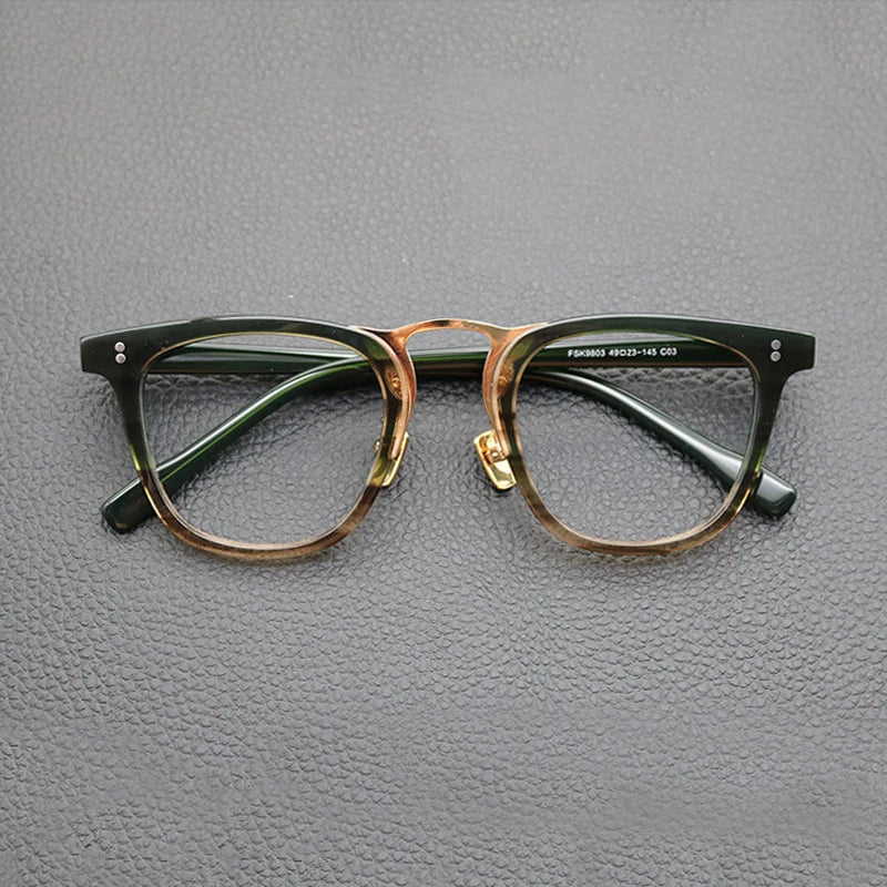 Gafas cuadradas de acetato estilo patchwork en verde