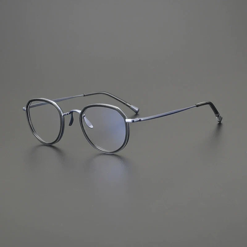 Gafas redondas de titanio color oliva cristal