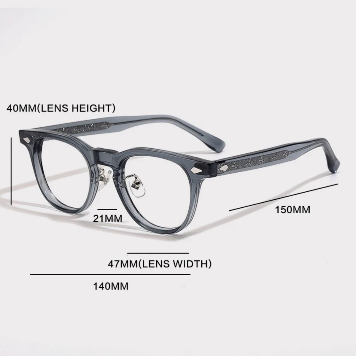 Gafas de acetato con puente de cerradura tipo panto