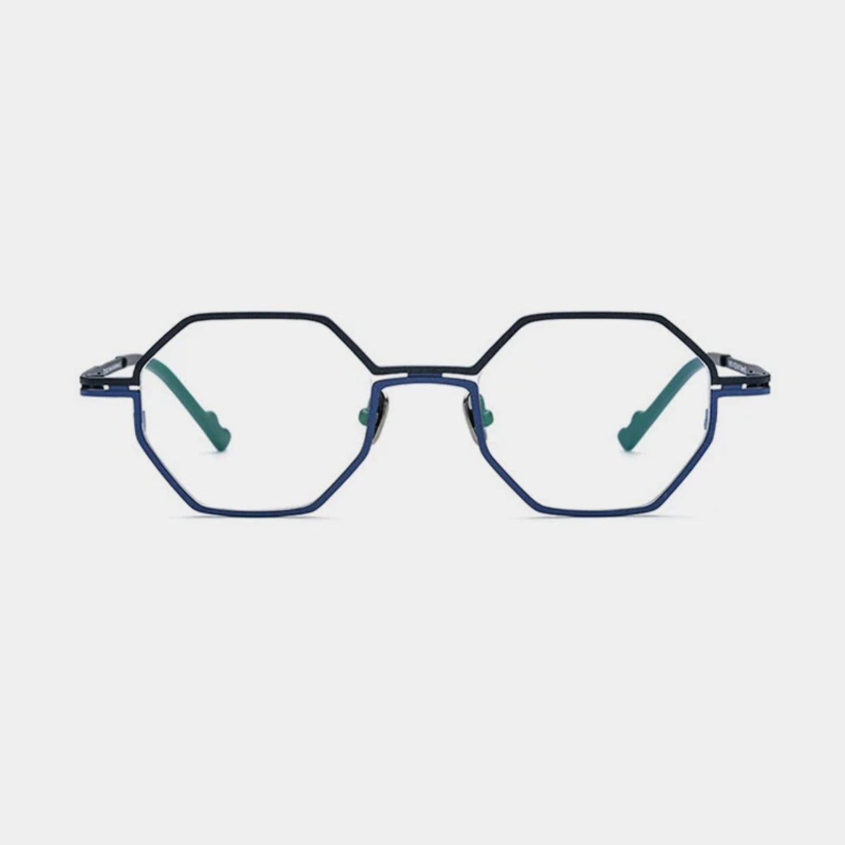 Gafas geométricas de titanio azul mate