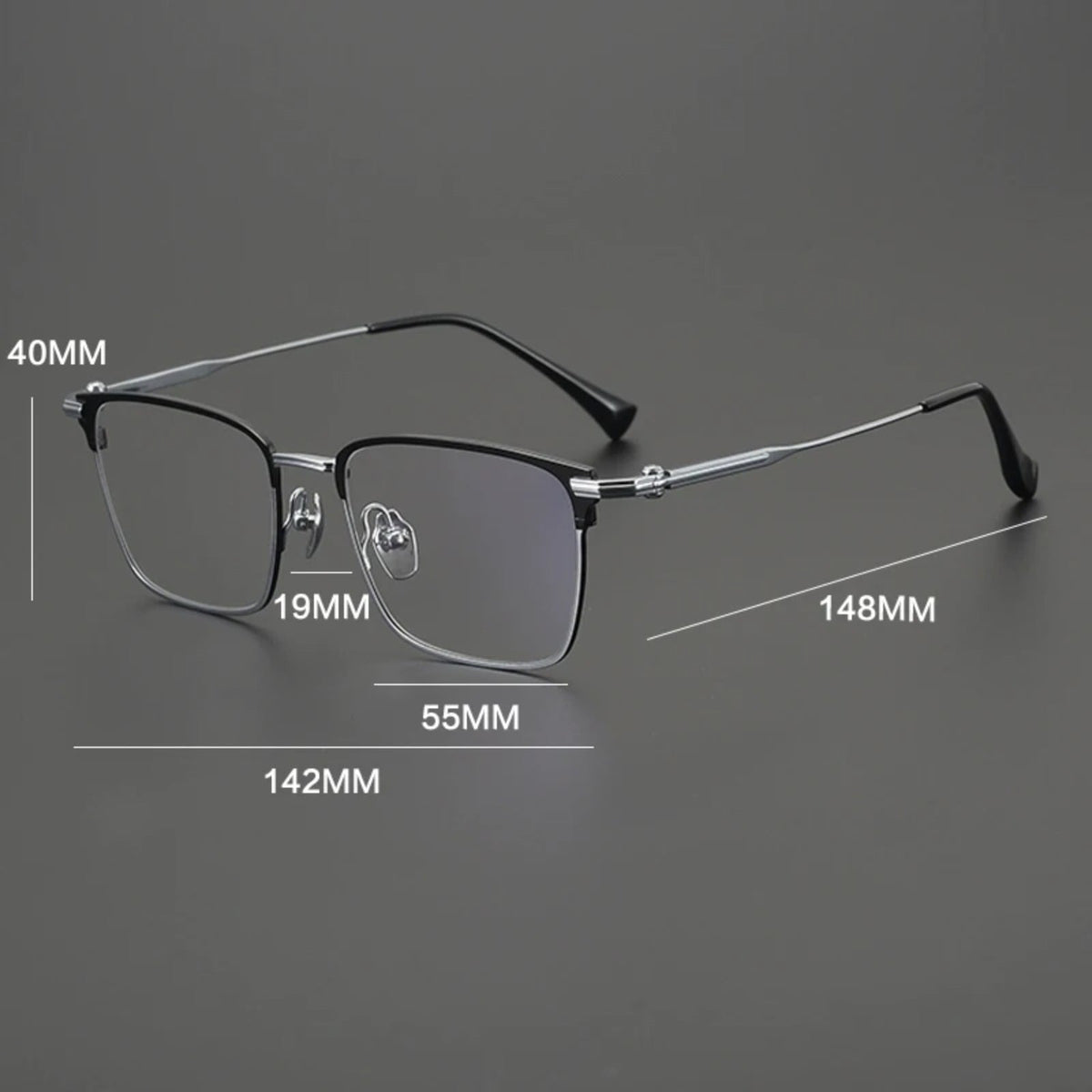 Gafas cuadradas grandes de titanio