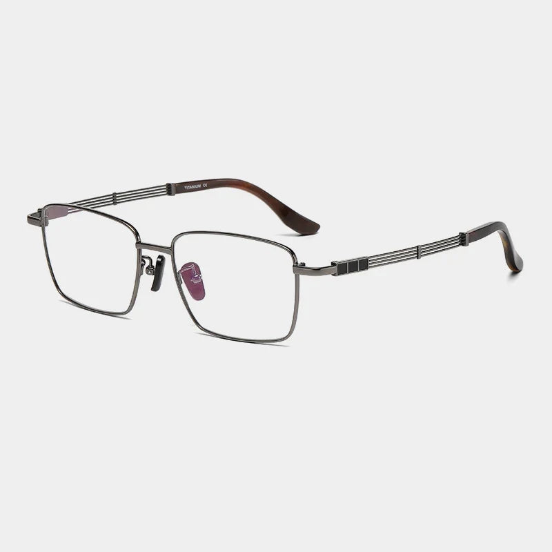 Gafas cuadradas de titanio con detalles en madera