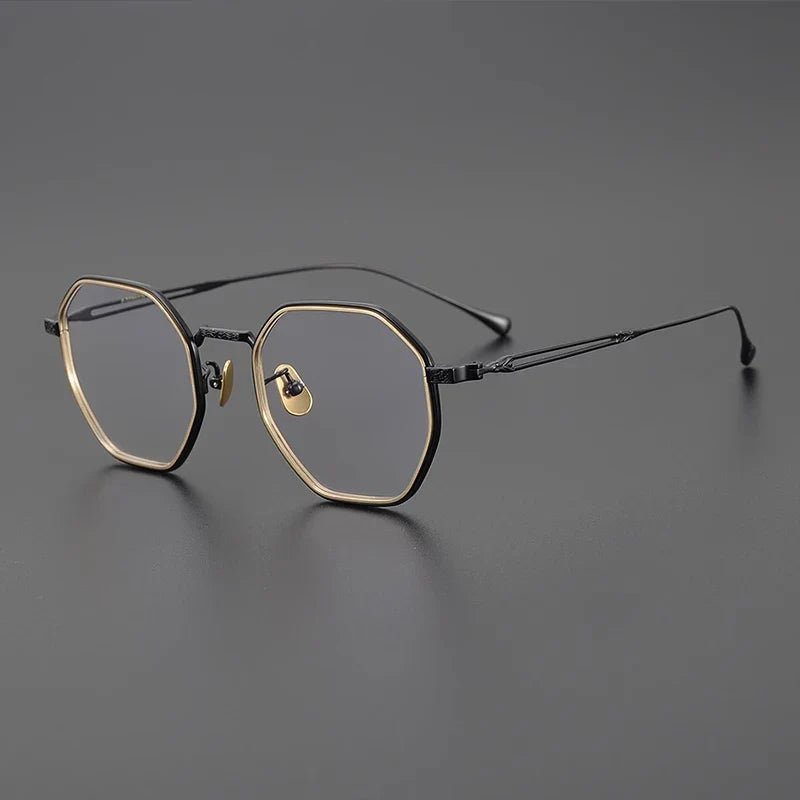 Gafas geométricas de titanio azul japonés