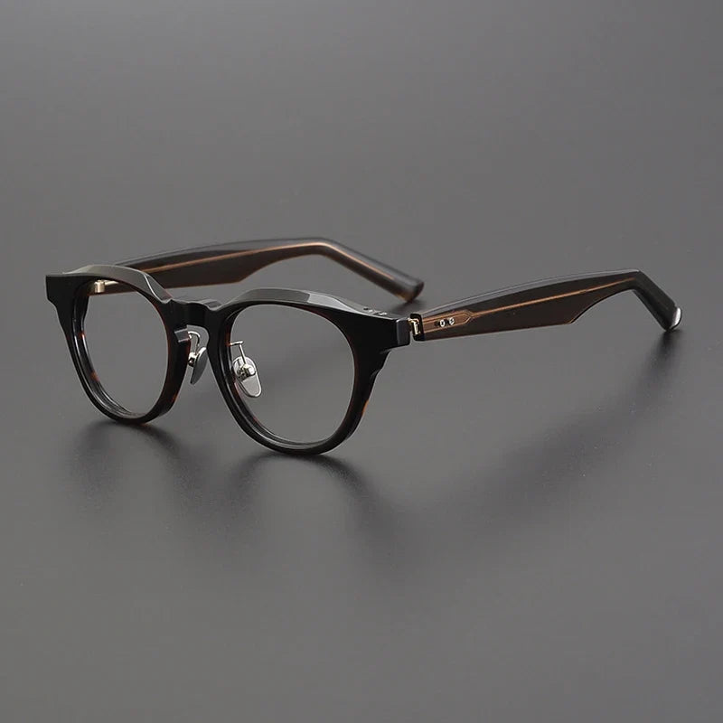 Gafas de acetato japonés estilo panto con puente de cerradura