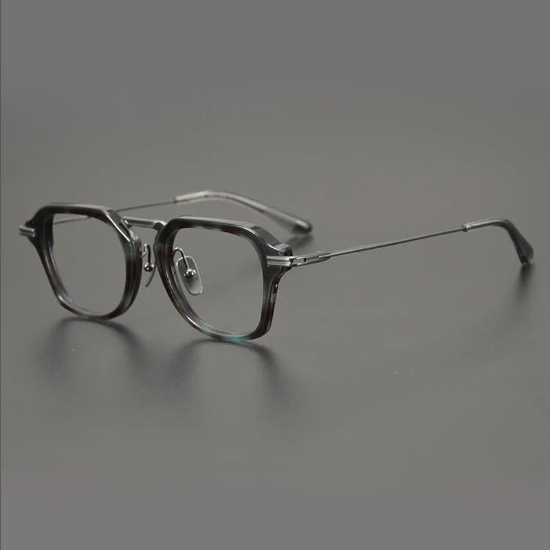 Gafas cuadradas extragrandes de titanio y acetato