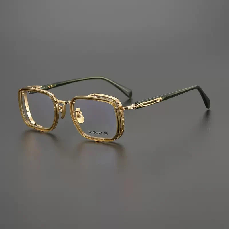 Gafas cuadradas de cristal en acetato y titanio