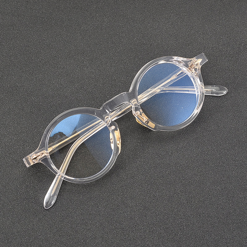 Monturas de gafas retro de acetato estilo panto, con aros completos redondeados y almohadillas nasales