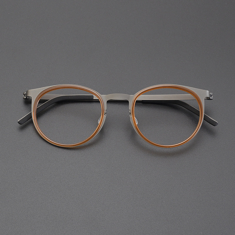 Montura de gafas de titanio estilo panto vintage con aros cuadrados redondeados y opciones de tamaño de 48 y 50