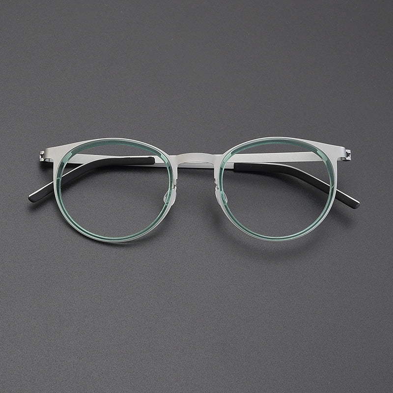Montura de gafas de titanio estilo panto vintage con aros cuadrados redondeados y opciones de tamaño de 48 y 50