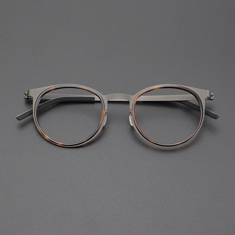 Montura de gafas de titanio estilo panto vintage con aros cuadrados redondeados y opciones de tamaño de 48 y 50