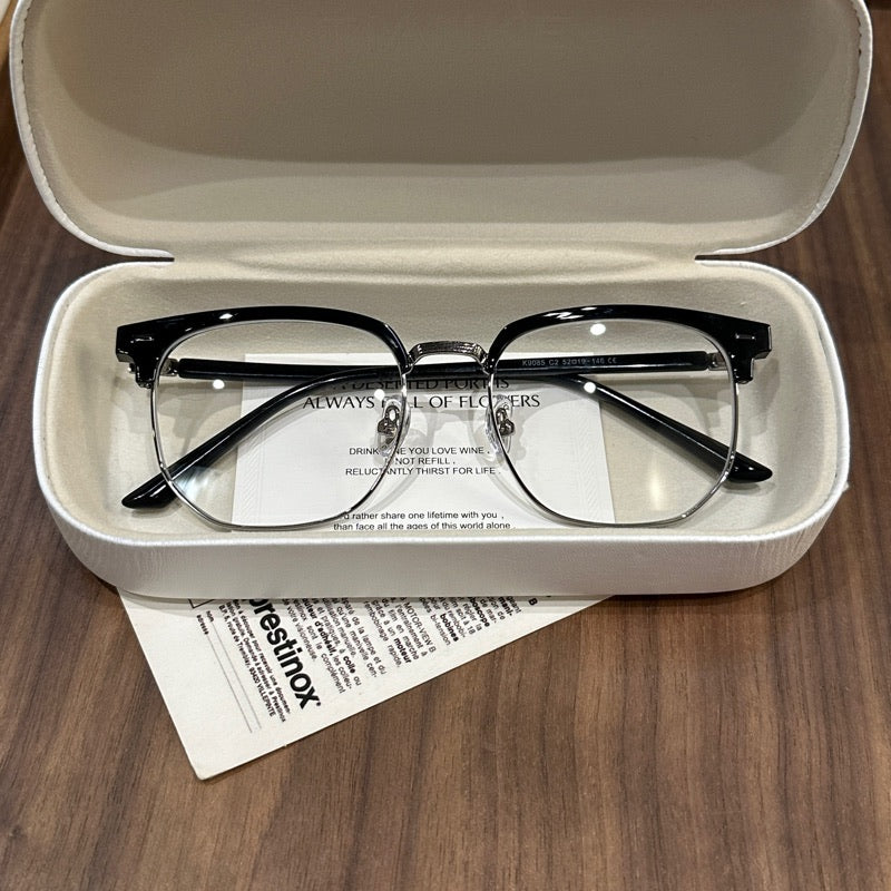 Monturas de gafas tipo Browline con aros inferiores delgados, negro o gris verde coco